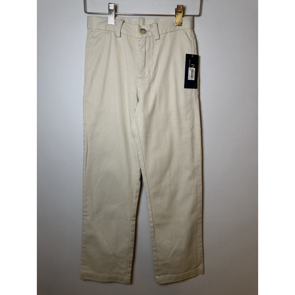 Polo Ralph Lauren Basic Sand Khaki Flat Front Chinos Boys Sz 7 Uniform NWT $45